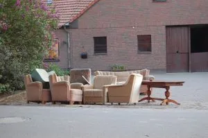 Furniture in front of the house.