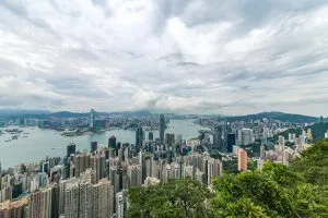 view from the sky on hong kong