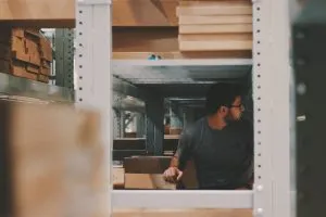 man in a storage unit