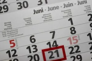 A calendar with Wednesday marked.