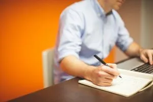 a man writing