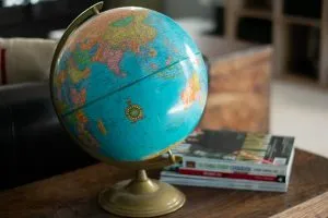 A world globe on a table