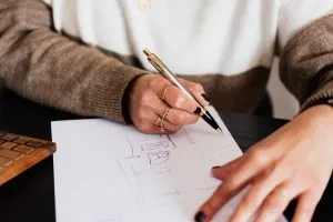 female writing