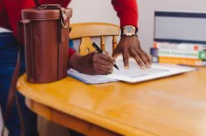 A person signing a contract