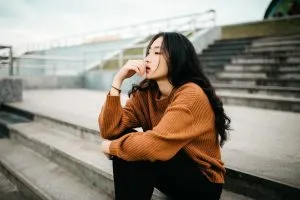 A woman thinking