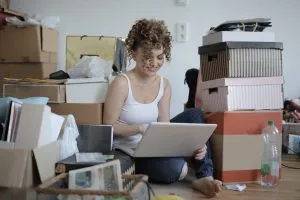 Picture of woman cleaning her room