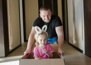 A father and daughter relocating
