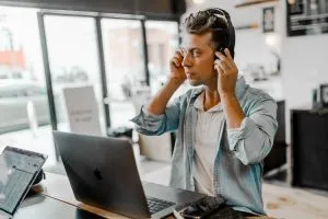 A man talking on the phone
