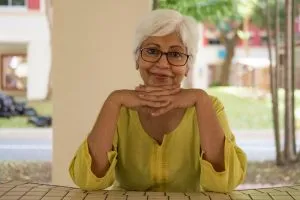 A grandma posing for a picture