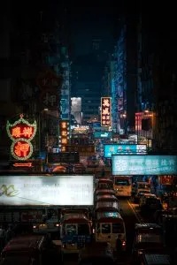 Picture of traffic jam in Hong Kong