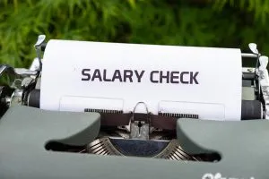 "salary check" on typing machine