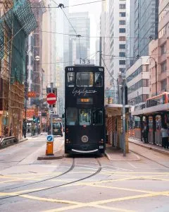 Picture of a tram in Hong Kong.