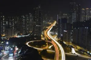 Photo of traffic in Hong Kong.