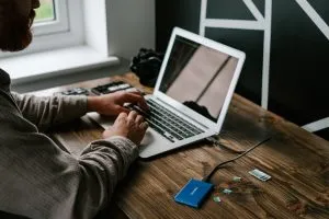 A man working on a laptop