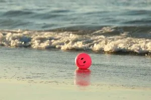 Picture pf a pink smiley ball