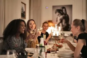 female friends having a dinner at the restaurant