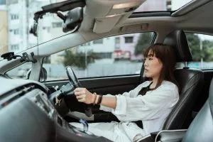 woman driving a car