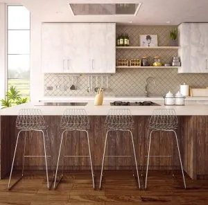 white and brown kitchen