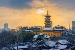 one of the most most livable cities in China is Nanjing covered in snow