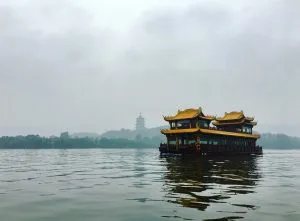 ship on the lake