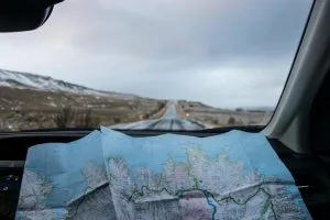 person looking at the map