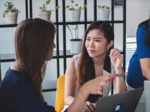 two women talking about long distance college move