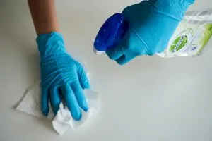 person cleaning