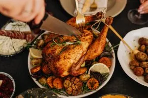 Duck meat on plate