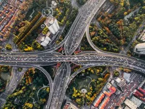 aerial photo of roads