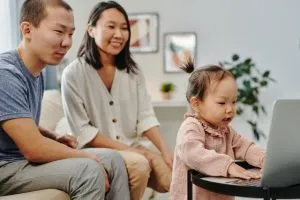 a family with a baby