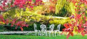 Outdoor furniture in a garden