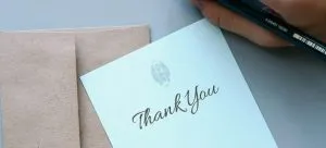 A handwritten thank you note - reward movers for a job well done