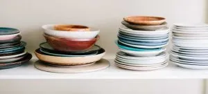 Colourful plates are placed on top of each other
