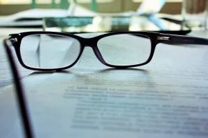 glasses on the paper