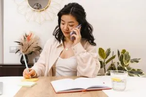 person talking on the phone