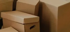 A few boxes are stacked next to each other