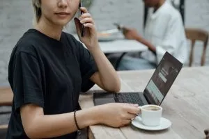 person talking on the phone
