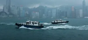 Two fishing boats outside the Hong Kong harbour