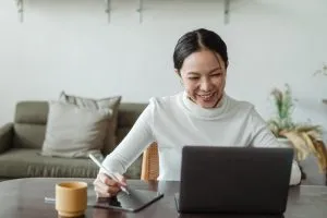 a girl with a laptop