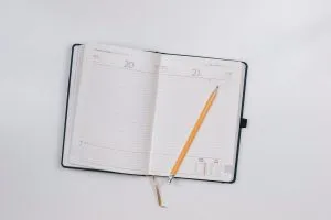 pencil on the notebook