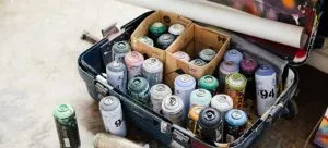 Aerosol cans in a suitcase