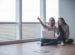 two girls talking