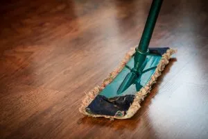 cleaning the floor