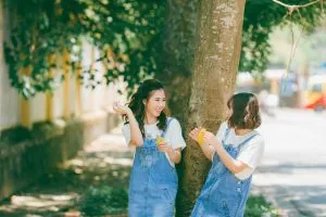 two girls talking