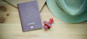 Passport and a toy airplane