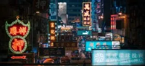 hong kong street at night