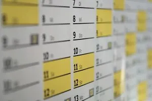 a white and yellow calendar