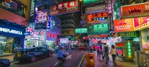 Colorful and lighted streets of HK