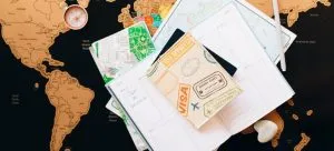 Picture of documents on a map