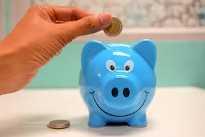 Putting coins in a piggy bank